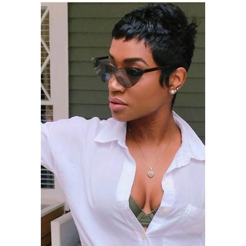 Short Cut Wigs for Black Women Synthetic Pixie Cut Wig(Black)