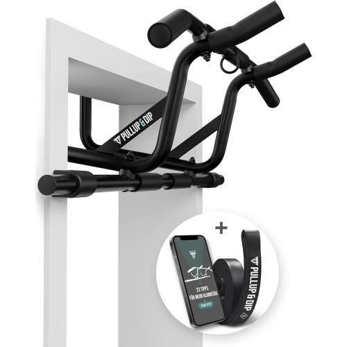 PULLUP & DIP Pull-up bar for door frames for hanging without screws and no slipping, professional door bar, pull-up bar with padded handles