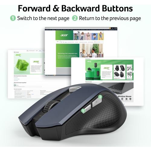 Acer Wireless Mouse for Laptop, 2.4GHz Computer Mouse 3 Adjustable 1600 DPI