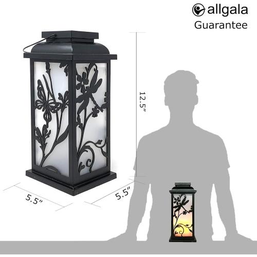 allgala LED Flame Effect Lantern Lamp-Butterfly and Dragfly Scene