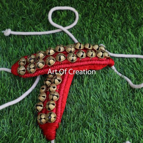 Art of Creation Dancing Ghungroo Bell 2 line 20 20 Big Bells Anklet Pair Traditional Red Paded Brass Ghungru for Kathak Dancers Musical Instrumentss