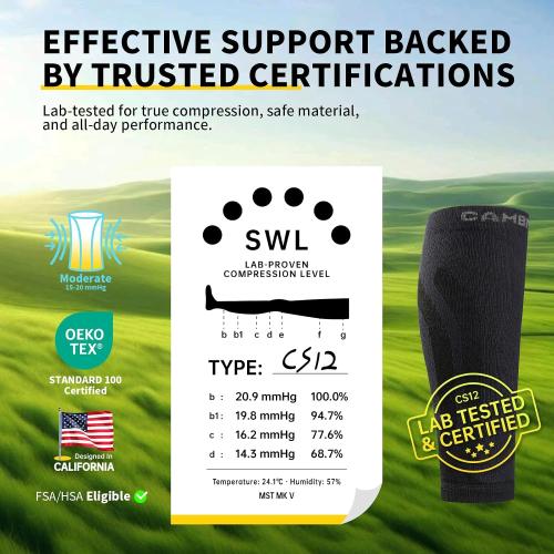 CAMBIVO Calf Compression Sleeve 3 Pairs Footless Compression Socks Running