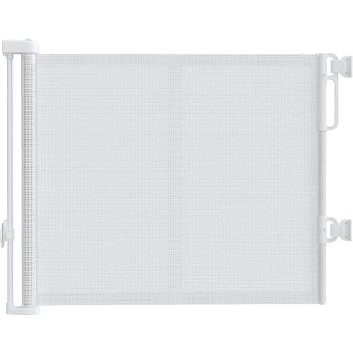Upgraded 59'' Wide Retractable Baby Gates for Stairs with Reinforced Strip, Mesh Saftey Gate for Pets, Prevent Crawling Dog Gate fot Doorways, No Drilling, Indoor & Outdoor Use, 34'' Tall, White