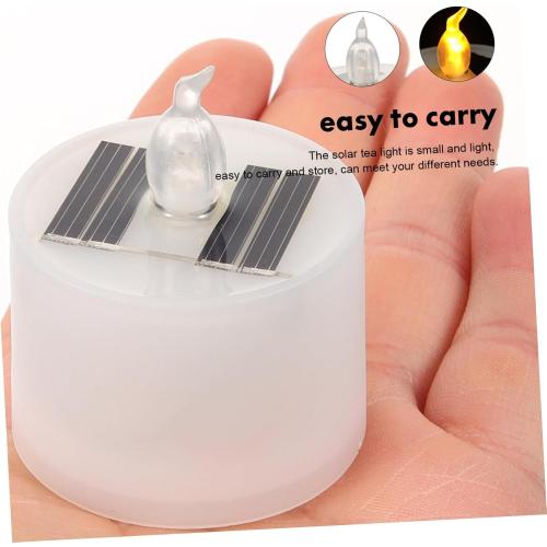 Solar Tea Lights Outdoor Waterproof Led Candle Lamps Flickering Solar Candle Lights for Garden Yard Wedding Party Home Decor 4 Pack