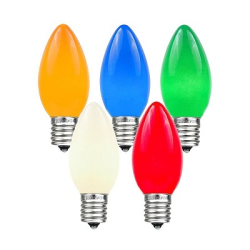 Novelty Lights Ceramic Multicolor C9 Incandescent Traditional Vintage Christmas Replacement Bulbs 25 Pack