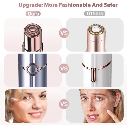 Facial Hair Remover for Women's Face Chin Lip Mustache Neck Armpit Peach Fuzz, Gurelax Electric Painless Hair Removal Device with 2 Replacement Heads