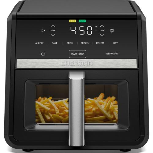 Chefman Air Fryer 9 Qt | TurboFry 7-in-1 High-Powered 450°F Cooking for Crispier and Even Results | XL Basket with Viewing Window | Air Fry, Bake, Broil, Reheat, Dehydrate, Defrost, Keep Warm
