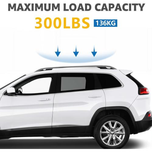 Roof Rack Cross Bars Compatible with Jeep Cherokee 2014-2023, Adjustable Aluminum Heavy Duty 300 LBS Anti-Theft Lock Cargo Carrier Rooftop Crossbar Accessories for Bike, Basket, Snowboard, Luggage