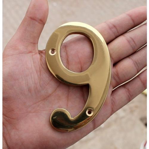 eSplanade 4 Brass House Hotel Door Number Plaque Numeric Numerical Digit 0-9 (9 (Nine))