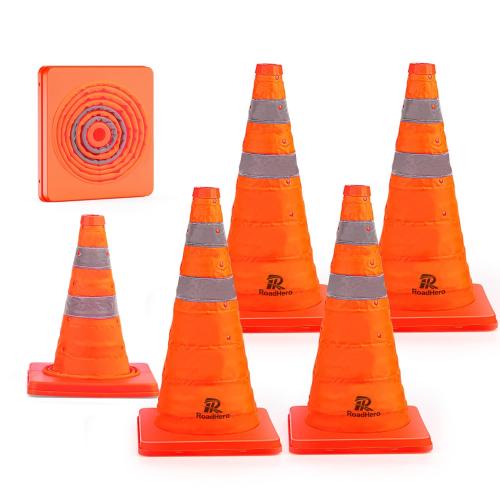 RoadHero 18 Inch 6 Pack Collapsible Traffic Safety Cones, Orange