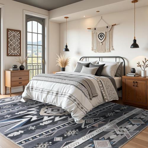 5x7 Western Rustic Aztec Area Rug for Living Room Bedroom Dining Room