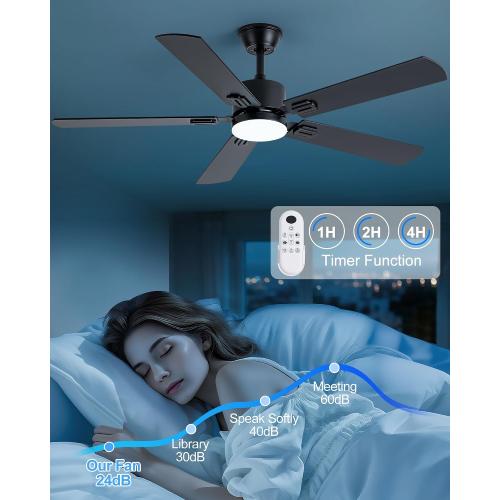 Coolwind 56 Inch Black Ceiling Fan with Display Remote/APP Control