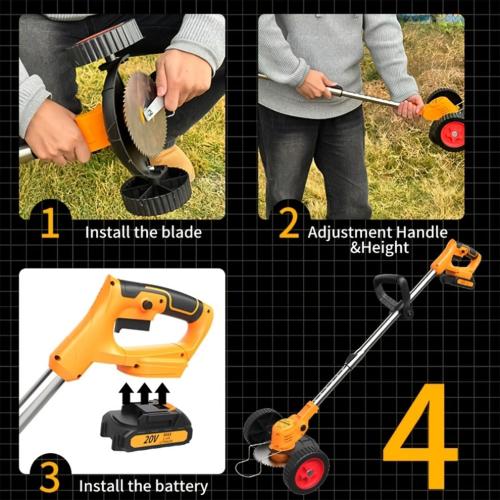 21V 4-in-1 Cordless Weed Trimmer & Grass Edger, Lightweight Lawn Tool with 1 Battery and Charger
