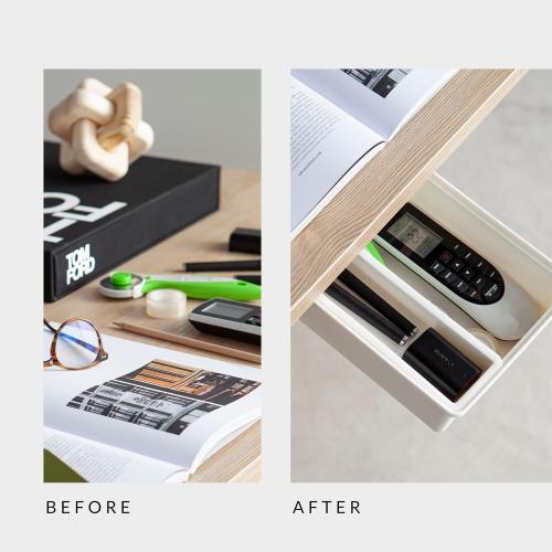 GAROOD Under Desk Drawer, Slide out Hidden Desk Drawers Organizer, Self-adhesive drawer for office/classroom/home 10.03'' x 7.06'' x 2.8’’ (White)