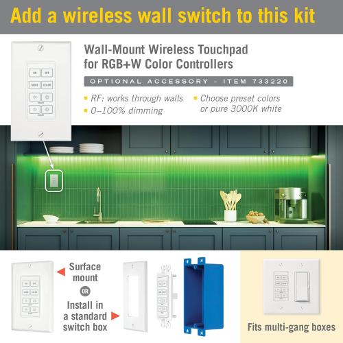 Armacost Lighting RibbonFlex Home 24V RGB W Hardwire LED Strip Light Kit, Multicolor, 16 ft (423511)
