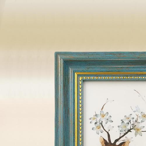 2x3 Blue Picture Frame.Table and Wall.Transparent Acrylic Panel