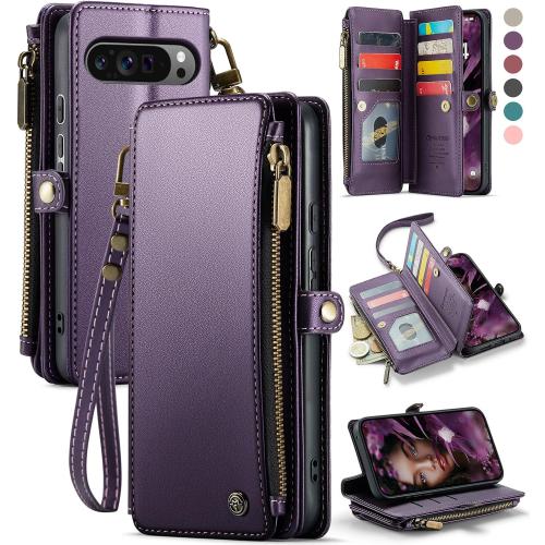 Defencase for Google Pixel 9 Pro XL Wallet Case with Card Holder, Purple
