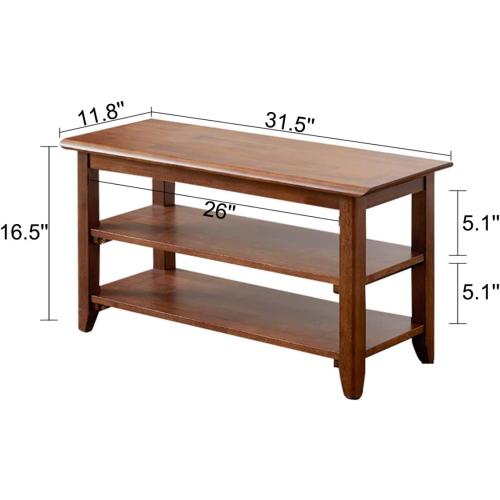 XKZG Shoe Rack Bench Wooden Shoe Storage Bench Entryway Bench, Brown, 31.5