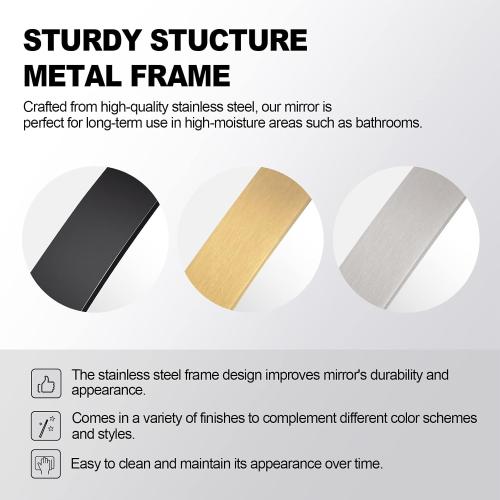 ANDY STAR Chrome Mirror, 22 x 35 Inch Arch Mirror in Stainless Steel Metal Frame, Chrome Arched Bathroom Mirror, Arch Top Rounded Corner 1 Inch Deep Set Design Wall Mount Hangs Vertical