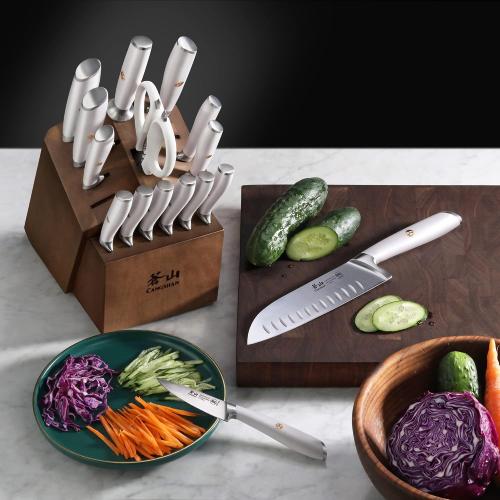 Cangshan L1 Series 17-Piece Knife Set, Forged German Steel (White)