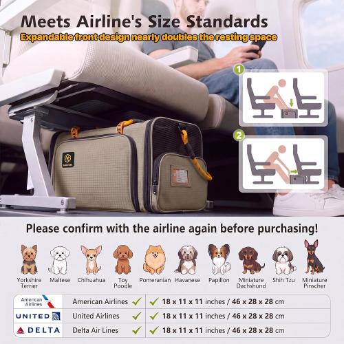 PAWZIDEA Expandable Pet Carrier for Small Cats & Dogs, TSA Airline Approved