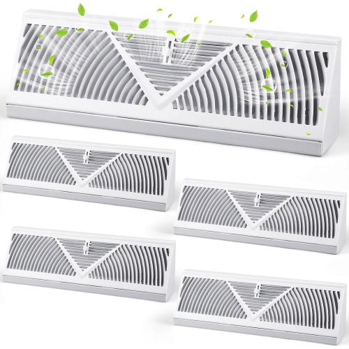 Yaocom 3 Pcs Baseboard Register Vent 18 Inch Duct Opening Size Baseboard Vent Covers Diffuser Adjustable Corner Return Air Grille for Home Floor Wall Air Flow Control(White)