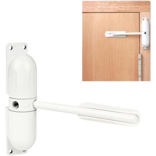 Door Closer Automatic Safety Spring Door Closer – Easy to Install to Convert Hinged Doors to Self-Closing– White