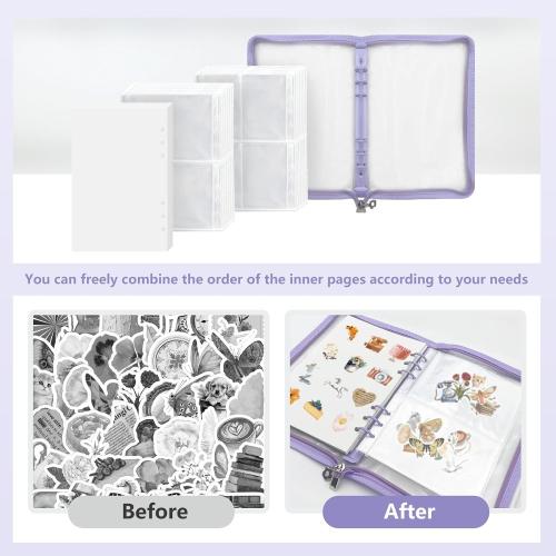 Reusable Sticker Storage Organizer Binder Collecting Book A5, Purple