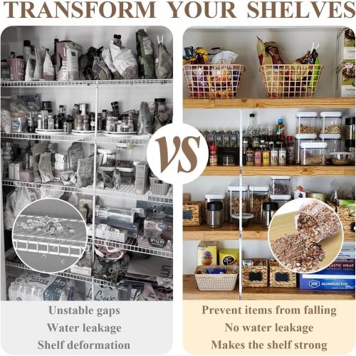 5 Pack Wire Shelf Covers,46x16x2in Wire Rack Covers for Pantry Durable PVC Shelf Liners-0.31 inch Thick, Moisture-Resistant Shelves Cover for Store Pantry Kitchen Removable Closet,#01 White