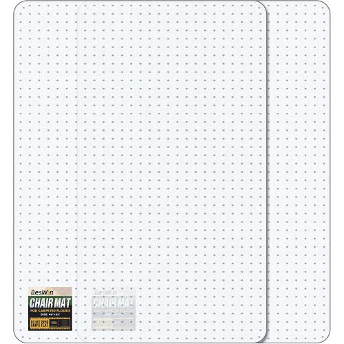 BesWin Office Chair Mat for Carpet,  32 x 48 Heavy Duty Hard Computer Desk Chair Mat for Carpeted Floors, Anti-Slip Carpeted Floor Protector for Home Office, Smooth Glide, Ship Flat