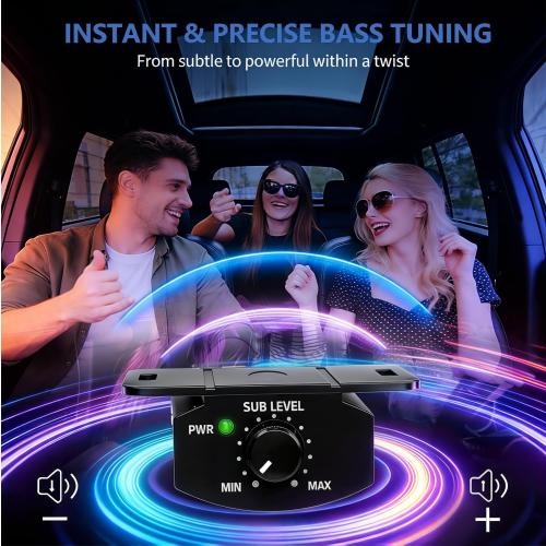 Universal Bass Control Knob, 16.4ft Extension Copper Core Cable with 4-Pin Subwoofer Volume Control, Easy Install,Compatible with Most Car Amplifier