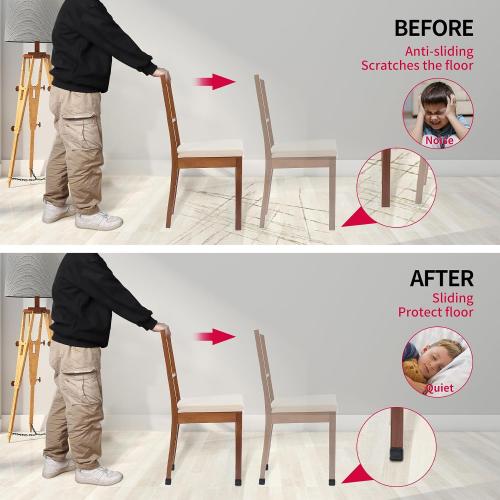16PCS Small Rectangular Chair Leg Floor Protectors with Felt Pads, Black