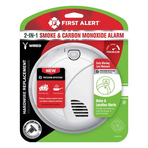 First Alert Hardwired (with Battery Backup) Photoelectric Interconnected Combination Smoke and Carbon Monoxide Detector with Voice Alert
