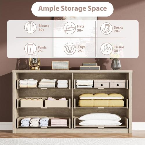 Garvee 6 Drawer Dresser for Bedroom, Wood Chest of Drawers Handle Free, Large Modern Dresser Storage Cabinet for Living Room, Hallway Entryway