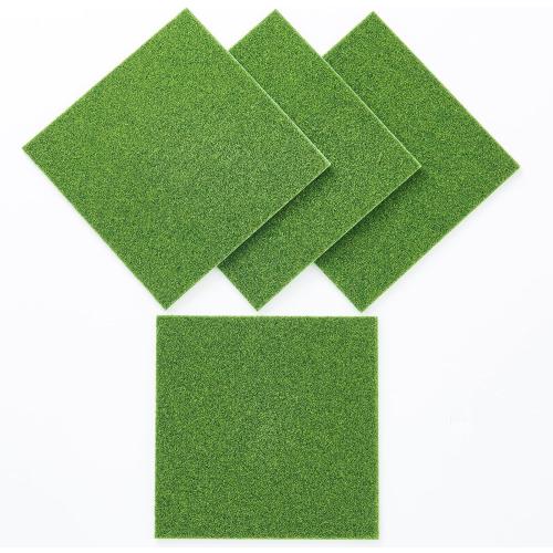 4 Packs Artificial Grass, 6x6 Inch Fake Grass Decor for School Diorama Projects, Party Decorations, Miniature Fairy Garden & Dollhouse Crafts Accessaories, Pet Activity Area