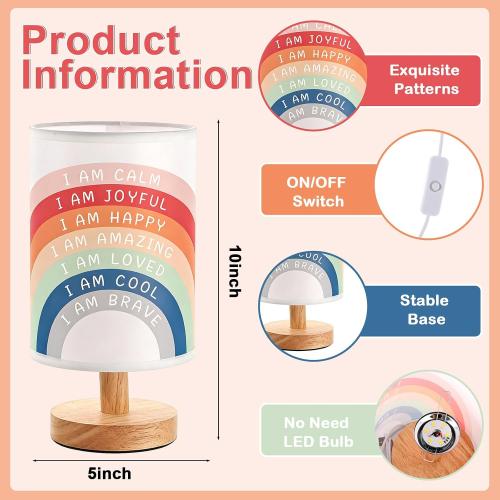 Lonfliness Boho Kids Table Lamp Rainbow Bedside Lamp Bedroom LED