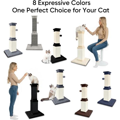 Cat Scratching Post for Indoor Cats, 32Inch Sisal Cat Scratcher, Beige