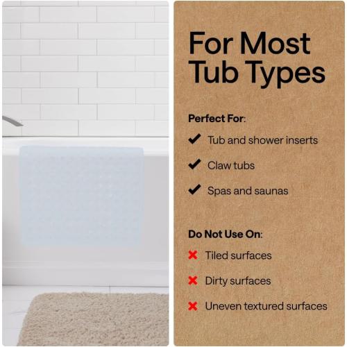 GORILLA GRIP Bath Tub Shower Mat, Bathtub Floor Liner, 35x16 Frosted Ice