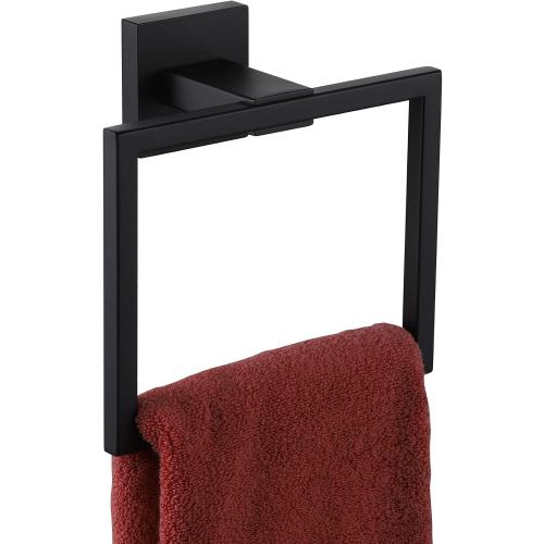 KOKOSIRI Hand Towel Ring Shower Towel Hanger Holder Bath Towel Holder Bathroom Lavatory Stainless Steel Wall Mount, Matte Black, B3004BK