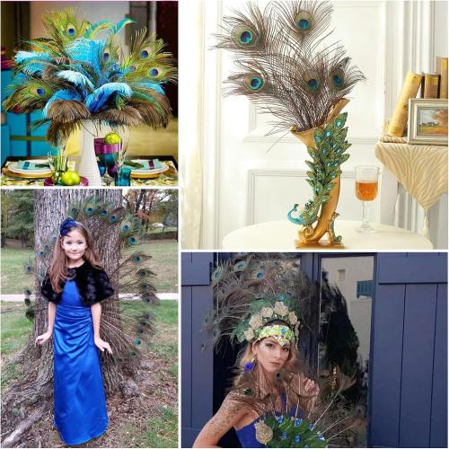 Larryhot Natural Large Peacock Feathers Bulk,40Pcs,18-20Inch