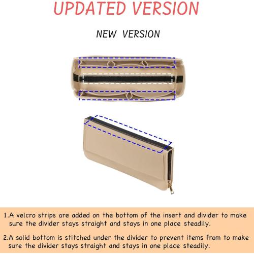 DailyPlus Purse Organizer Insert with Zipper Felt Bag Organizer for Tote Purse Beige Slender-Large