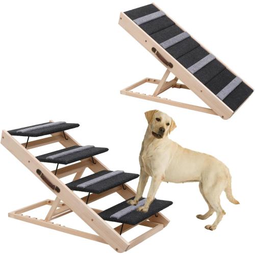 Upgrade 2-in-1 Pet Ramp Dog Stair,Folding Pet Stairs,Portable Dog Ramp for Small&Large Old Animals with Non-Slip Surface,Dog Ramp for Bed,Couch and Car,11.8 to 23.6 Height Adjustable(40×17.7)