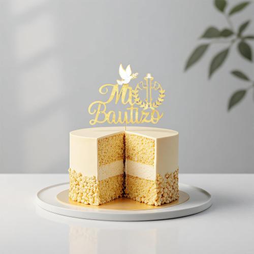 Spanish Mi Bautizo Cake Topper First Holy Communion Cakes Pick Glitter Bless Baptism Cake Decoration Golden Birthday Party Supplies Cross Dove Cakes Deco for Christening Shower Theme Gender Reveal