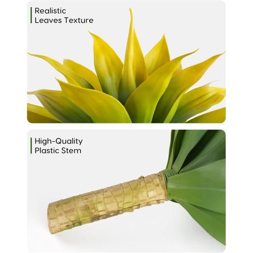 Velener Artificial Agave Fake Plants, Yellow Fake Succuents Plant for Room Decor, Unpotted Faux Agave Plant for Outdoor/Indoor Fall Decor, Yellow, 22 inches, Set of 1