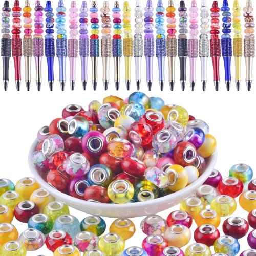 Large Hole Beads for Jewelry Making 14mm Large Hole Murano Beads for Pens European lampwork Bead for Beadable Pens Spacer Bead Bulk for Crafts Garden Stakes Multicolor
