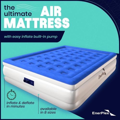 EnerPlex Queen Double Air Mattress with Built-in Pump, 13 Inflatable Bed