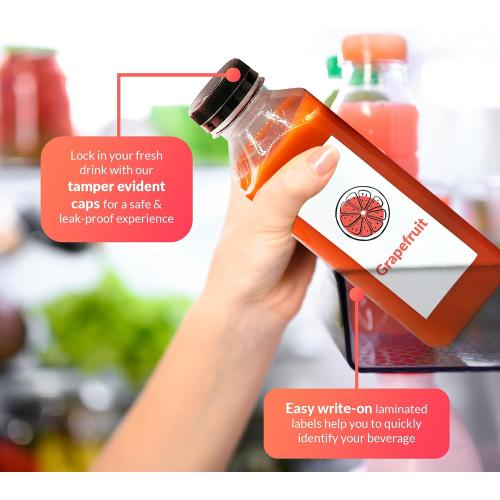 Reli. 16oz Plastic Juice Bottles with Caps & Labels - 12 Pack