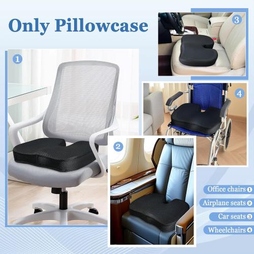 Office Chair Seat Cushion Cover Fit Everlasting Comfort, ComfiLife Coccyx Cushion- Sciatica Tailbone Back Pain Relief Butt Pillow Case for U-Shaped Gel & Memory Pad Replacement Cover(Only Pillowcase)