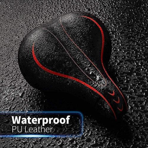 Oversized Bike Seat, Comfortable Bike Seat - Universal Replacement Bicycle Saddle - Waterproof Leather Bicycle Seat with Extra Padded Memory Foam - Bicycle Seat for Men/Women