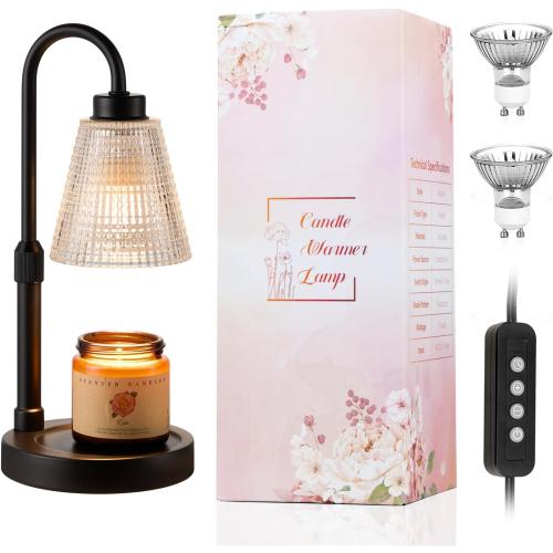 Innqoo Candle Warmer Lamp with Timer, Dimmable Candle Warmer for Jar Candles, Height Adjustable Wax Melts Warmer, Birthday Gifts for Women Mom, House Warming Gifts New Home Decor